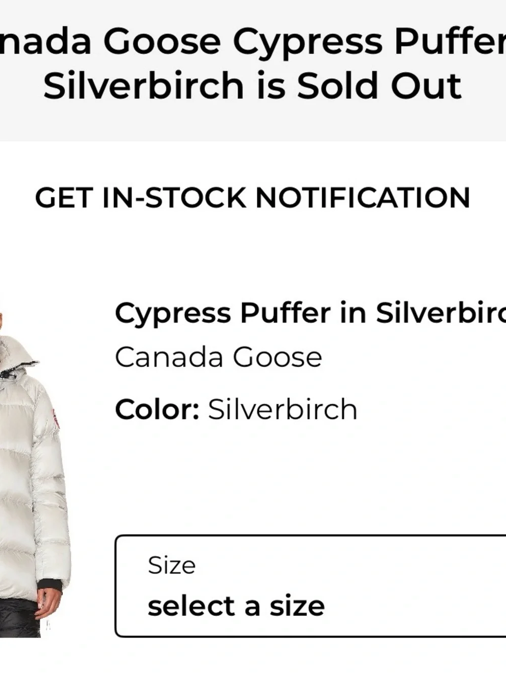 Canada Goose Cypress Puffer Jacket - Silverbirch